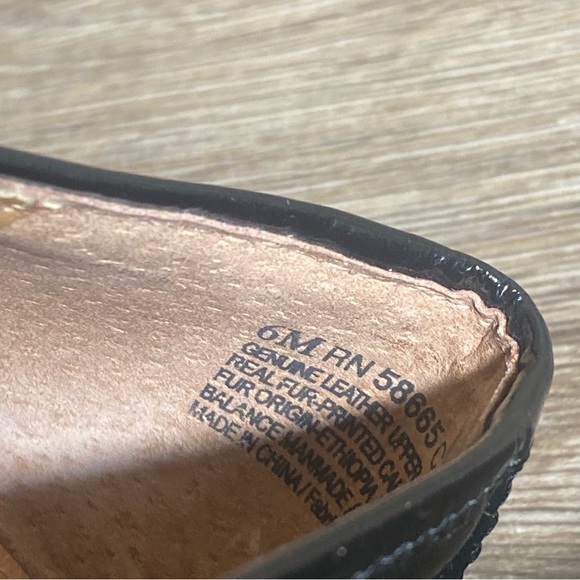 Halogen Leopard Calf Hair Chunky Studded Loafer Black Leather Animal Print W6 - Picture 6 of 6